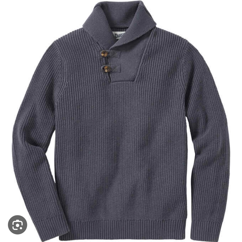 Duluth Trading Co Men’s Brigadier Shawl Collar Sweater in dark gray size L